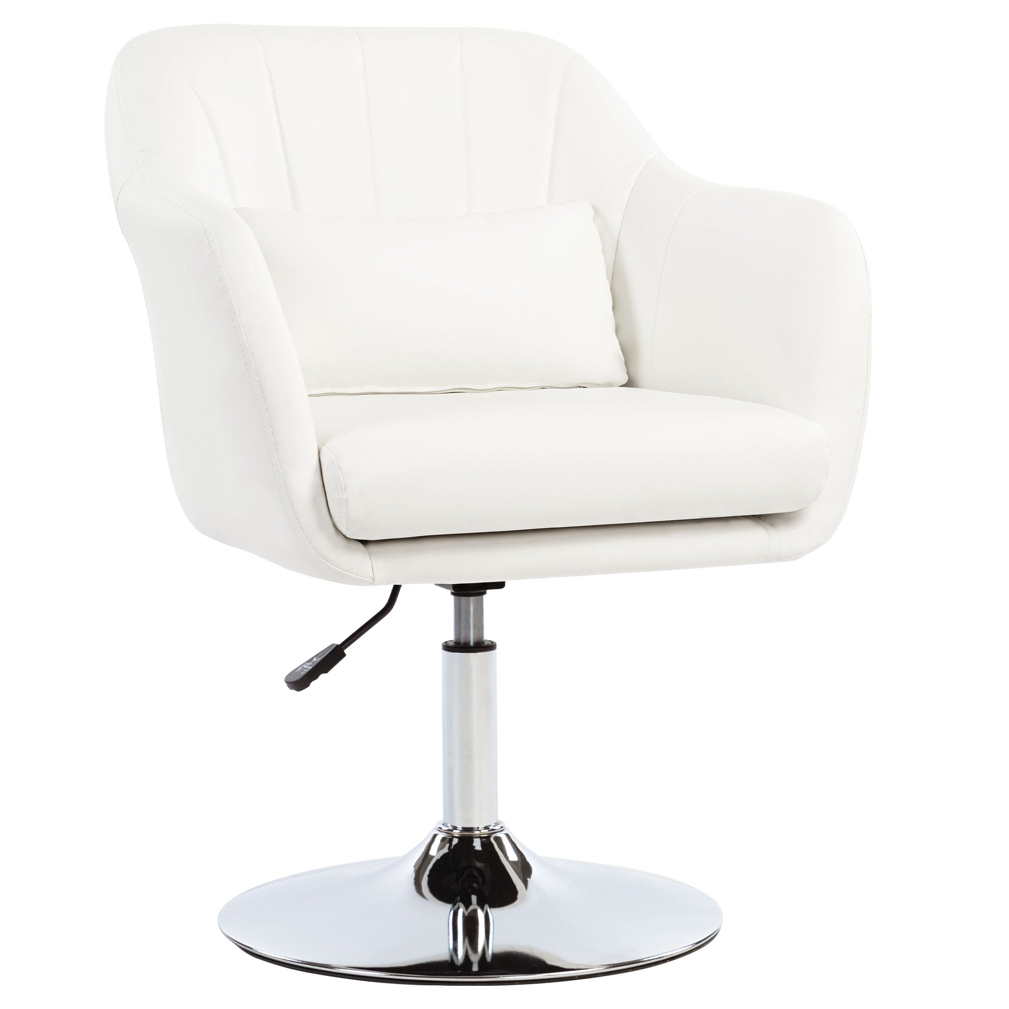 Modern Bedroom Armchair Swivel Living Room Armchair Upholstered in PU with Adjustable Height Armrests and Cushion Armchair for Living Room White