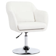 Modern Bedroom Armchair Swivel Living Room Armchair Upholstered in PU with Adjustable Height Armrests and Cushion Armchair for Living Room White