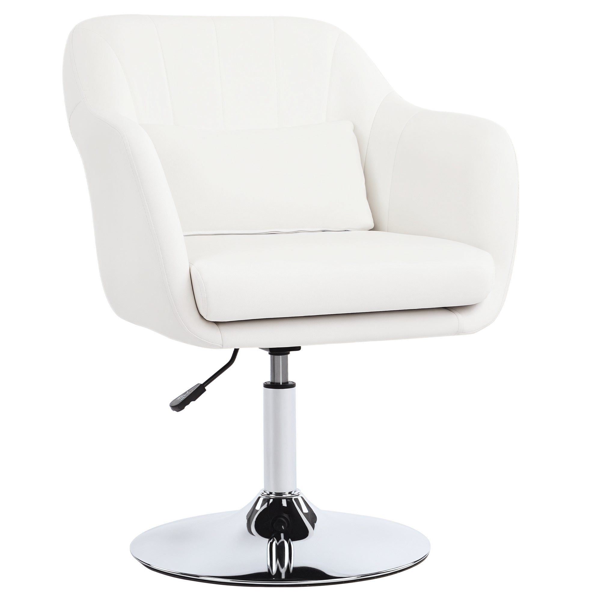 Modern Bedroom Armchair Swivel Living Room Armchair Upholstered in PU with Adjustable Height Armrests and Cushion Armchair for Living Room White