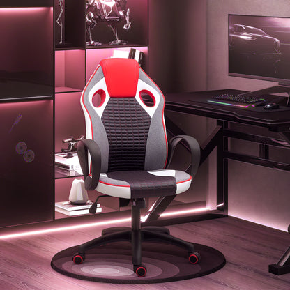 PU and Mesh Upholstered Gaming Chair Gamer Chair with Tilt Function Adjustable Height for Home Office Study Multicolor