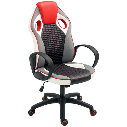 PU and Mesh Upholstered Gaming Chair Gamer Chair with Tilt Function Adjustable Height for Home Office Study Multicolor