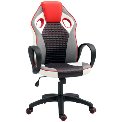 PU and Mesh Upholstered Gaming Chair Gamer Chair with Tilt Function Adjustable Height for Home Office Study Multicolor