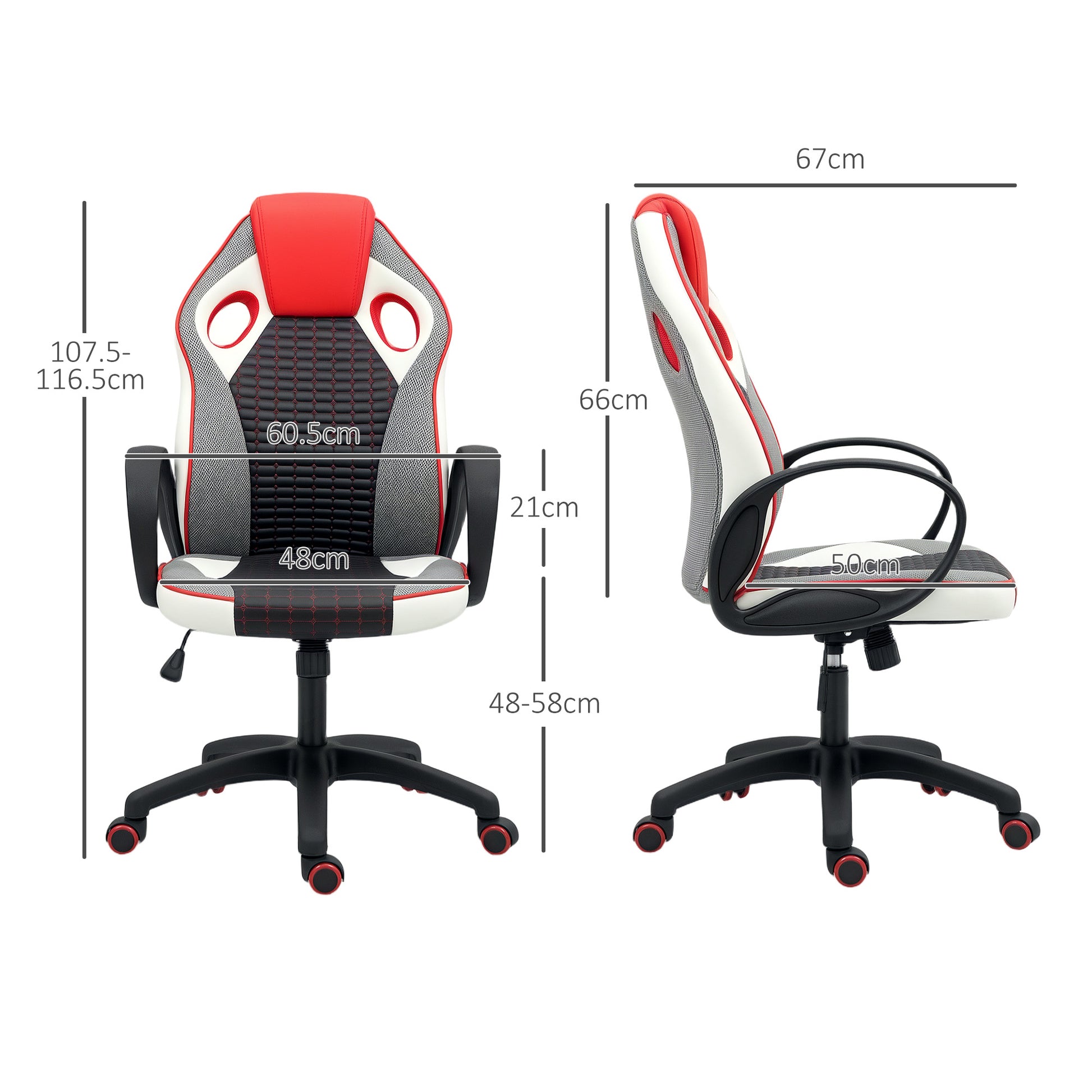 PU and Mesh Upholstered Gaming Chair Gamer Chair with Tilt Function Adjustable Height for Home Office Study Multicolor