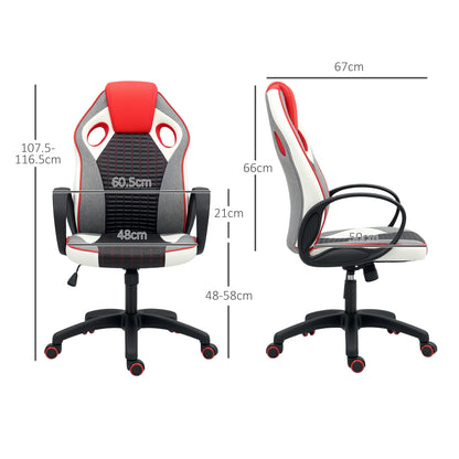 PU and Mesh Upholstered Gaming Chair Gamer Chair with Tilt Function Adjustable Height for Home Office Study Multicolor