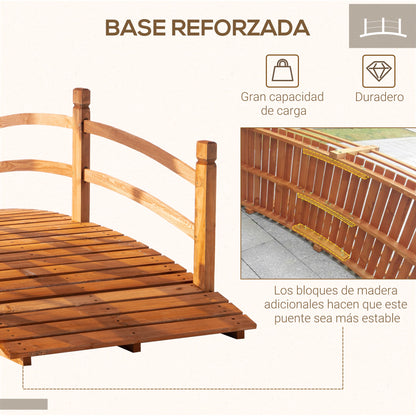 185x72x58 cm Natural Wood Arch Bridge with Handrails Garden Bridge for Patio Decoration Load 200 kg
