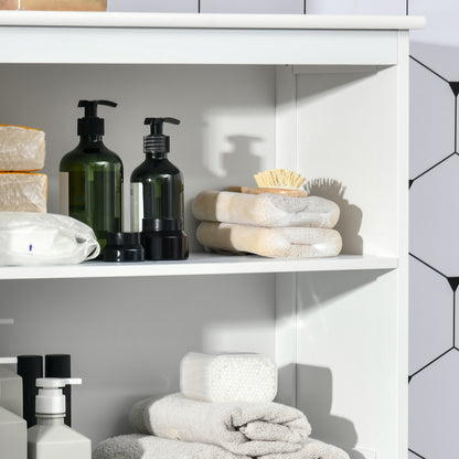 Kitchen Pantry Buffet Sideboard Kitchen Cabinet with 4 Doors 2 Open Shelves and Adjustable Shelf for Dining Room 60x30x162 cm White