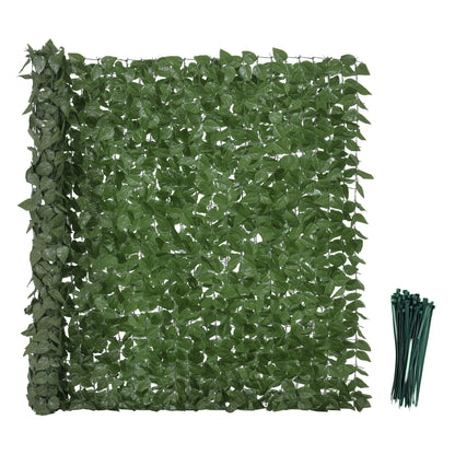 Artificial Hedge Privacy Screen Decoration Roll 3L x 1.5H m Realistic Beech Foliage Anti-UV, Silk Leaves, Dark Green