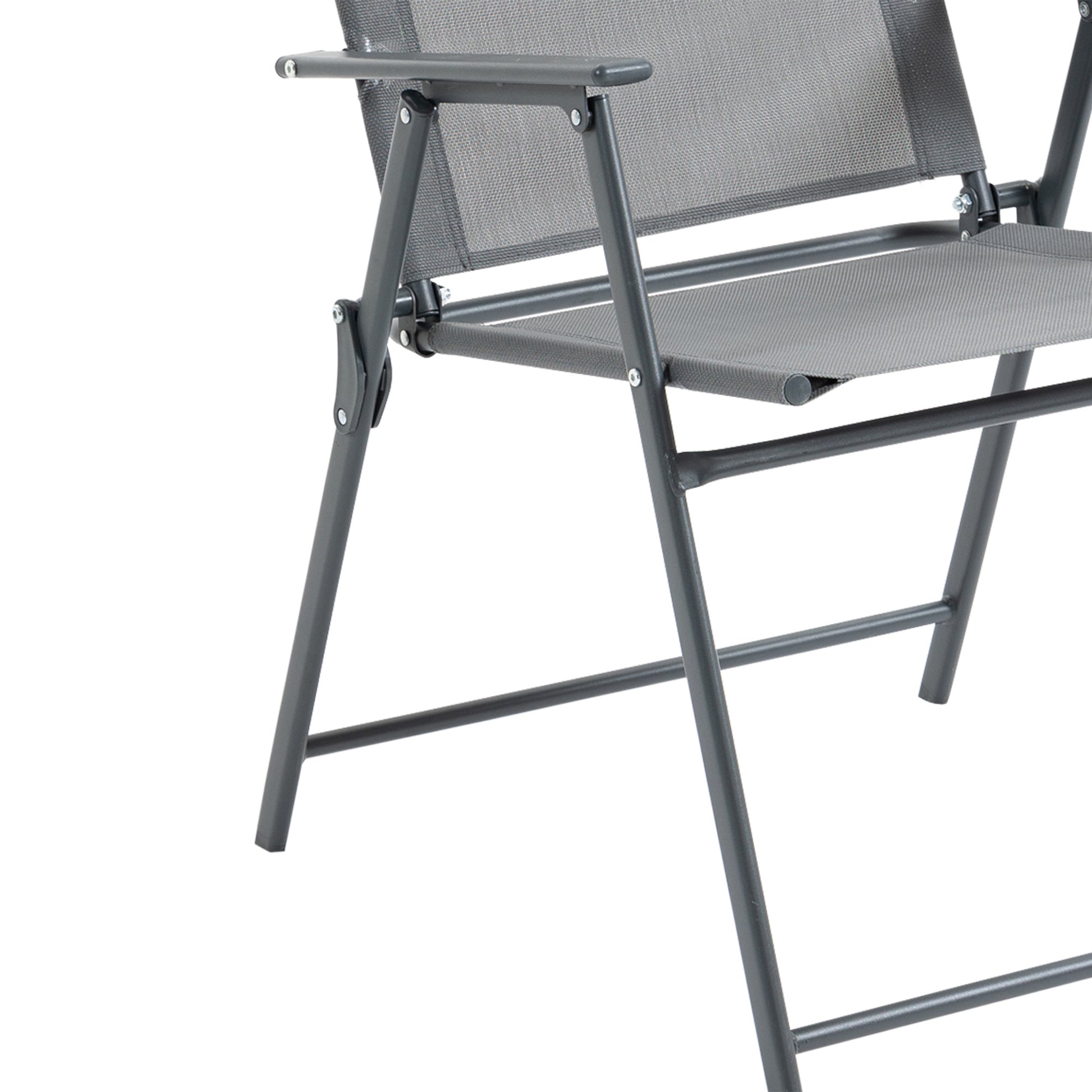 5-Piece Metal Garden Furniture Set, Table with Garden Umbrella Hole and Folding Chairs, Black