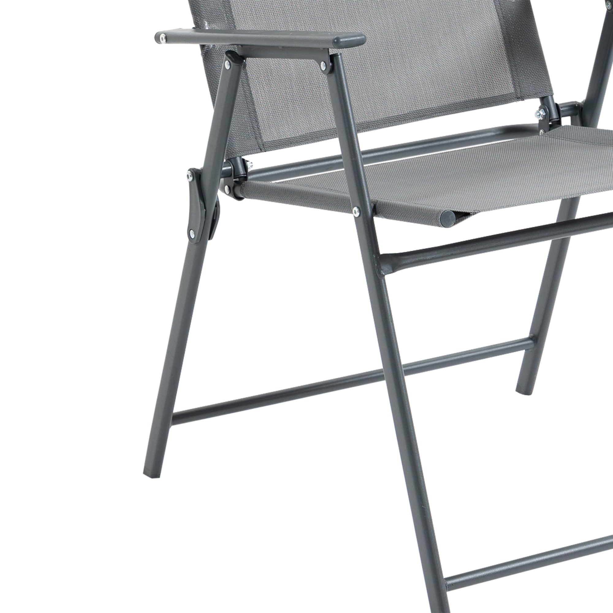 5-Piece Metal Garden Furniture Set, Table with Garden Umbrella Hole and Folding Chairs, Black