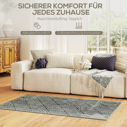 Short Pile Living Room Carpet in Modern Style, Washable Area Rug, Carpet for Living Room, Bedroom, 150 x 80 cm Dark Gray