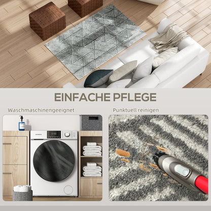 Short Pile Living Room Carpet in Modern Style, Washable Area Rug, Carpet for Living Room, Bedroom, 150 x 80 cm Dark Gray