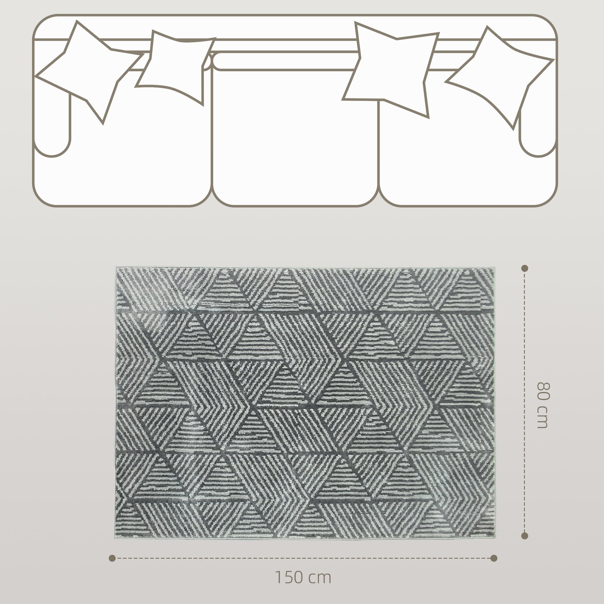 Short Pile Living Room Carpet in Modern Style, Washable Area Rug, Carpet for Living Room, Bedroom, 150 x 80 cm Dark Gray