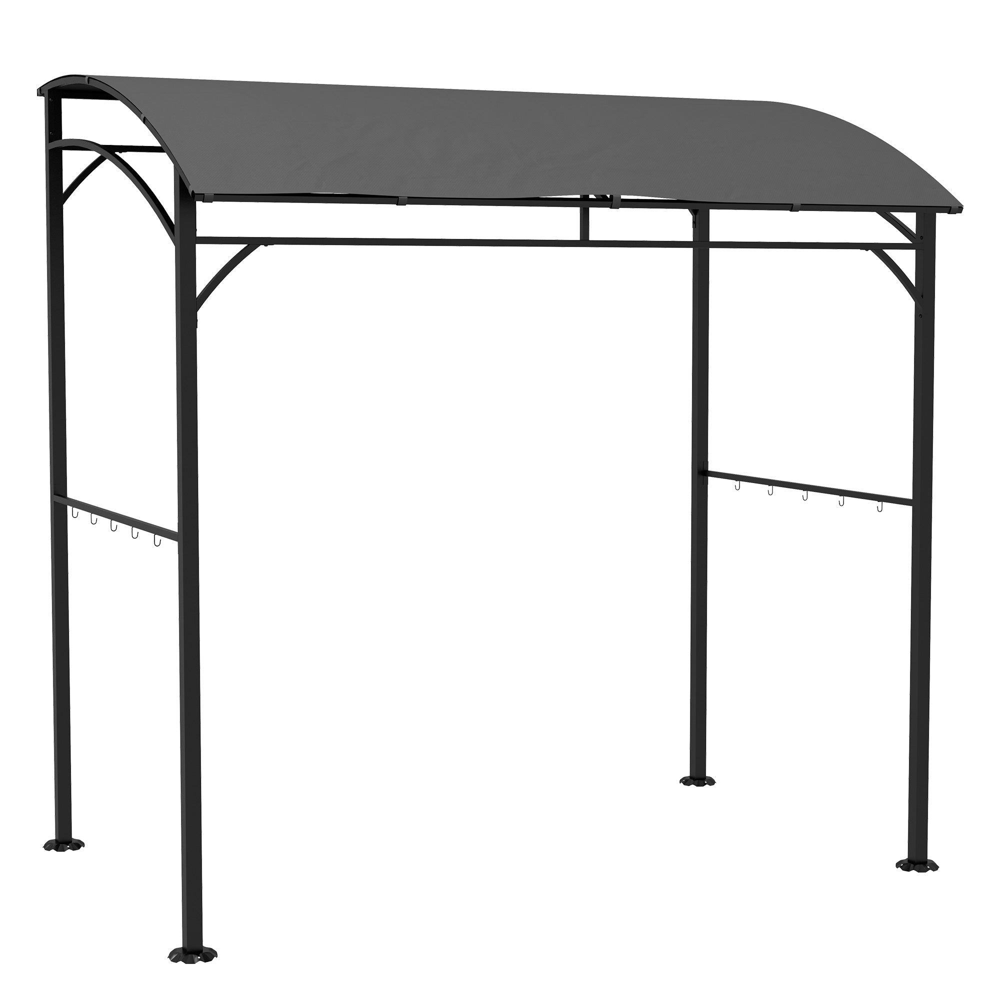 Grill Pavilion 215 x 150 x 220 cm Water-Resistant Garden Pavilion with Curved Roof, Garden Arbour with Hooks, BBQ Pavilion, Garden Tent Grill Tent Party Tent for Garden Party Picnic BBQ, Dark Gray