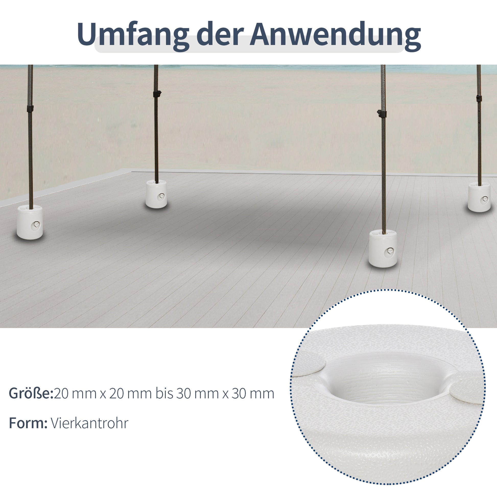 4 x Gazebo Weights Stand Foot Securement Party Tent Filling with Water/Sand PE ∅24xH25cm