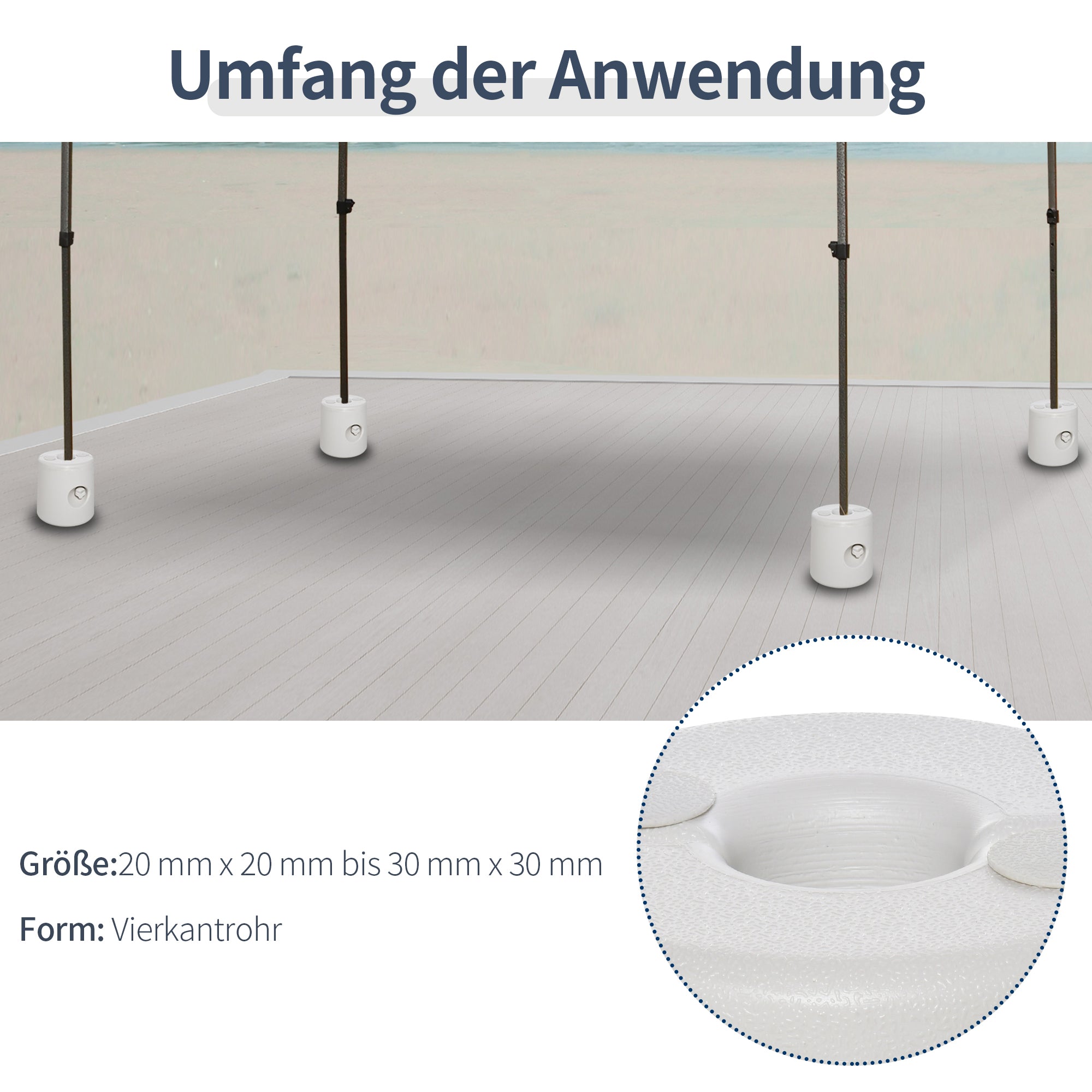 4 x Gazebo Weights Stand Foot Securement Party Tent Filling with Water/Sand PE ∅24xH25cm