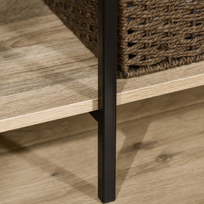 Clothes Rack Wood Coat Rack with 4 Storage Shelves and Hanging Rod Load 30 kg for Bedroom Living Room Entryway 100x46x170.5 cm Natural