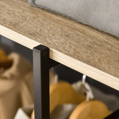 Clothes Rack Wood Coat Rack with 4 Storage Shelves and Hanging Rod Load 30 kg for Bedroom Living Room Entryway 100x46x170.5 cm Natural