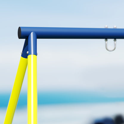 Kids Swing Frame, Steel A-Frame for 2 Swings, 331 lb Capacity, Fits Seat, Nest & Climbing Rope, Garden/Balcony — 8'6" x 5'3" x 5'10", Blue