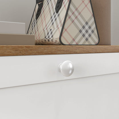 Slim Shoe Cabinet with 3 Adjustable Shelves at 2 Levels or Removable for 12 Pairs, Shoe Storage Cabinet in Chipboard and MDF Space Saver, 60x24.5x75.5 cm, White and Oak