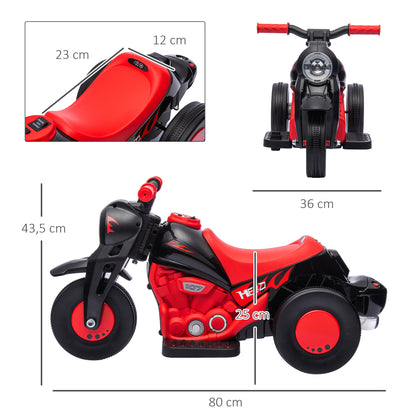 Electric Motorbike for Kids 2+ Years Battery Powered Kids Bike 6V with Bubble Blowing Function Headlights Music Kids Bike with 3 km/h Speed Load 30 kg Red