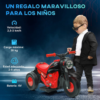 Electric Motorbike for Kids 2+ Years Battery Powered Kids Bike 6V with Bubble Blowing Function Headlights Music Kids Bike with 3 km/h Speed Load 30 kg Red