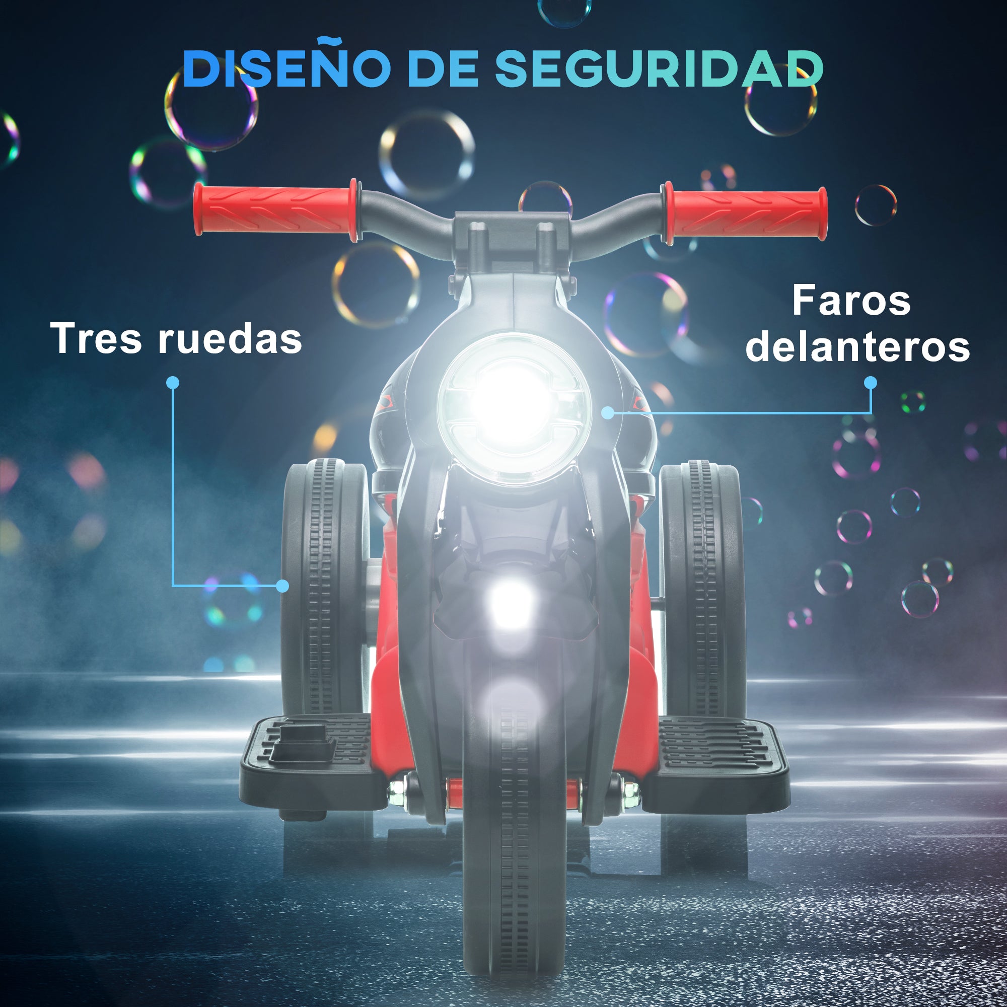 Electric Motorbike for Kids 2+ Years Battery Powered Kids Bike 6V with Bubble Blowing Function Headlights Music Kids Bike with 3 km/h Speed Load 30 kg Red