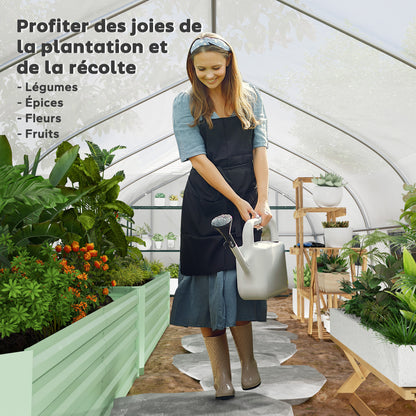 Tunnel Greenhouse 24 sqm with PE Cover Galvanized Steel Frame Ø 24 mm 12 Green Windows and Roller Door 8 x 3 x 2 m White