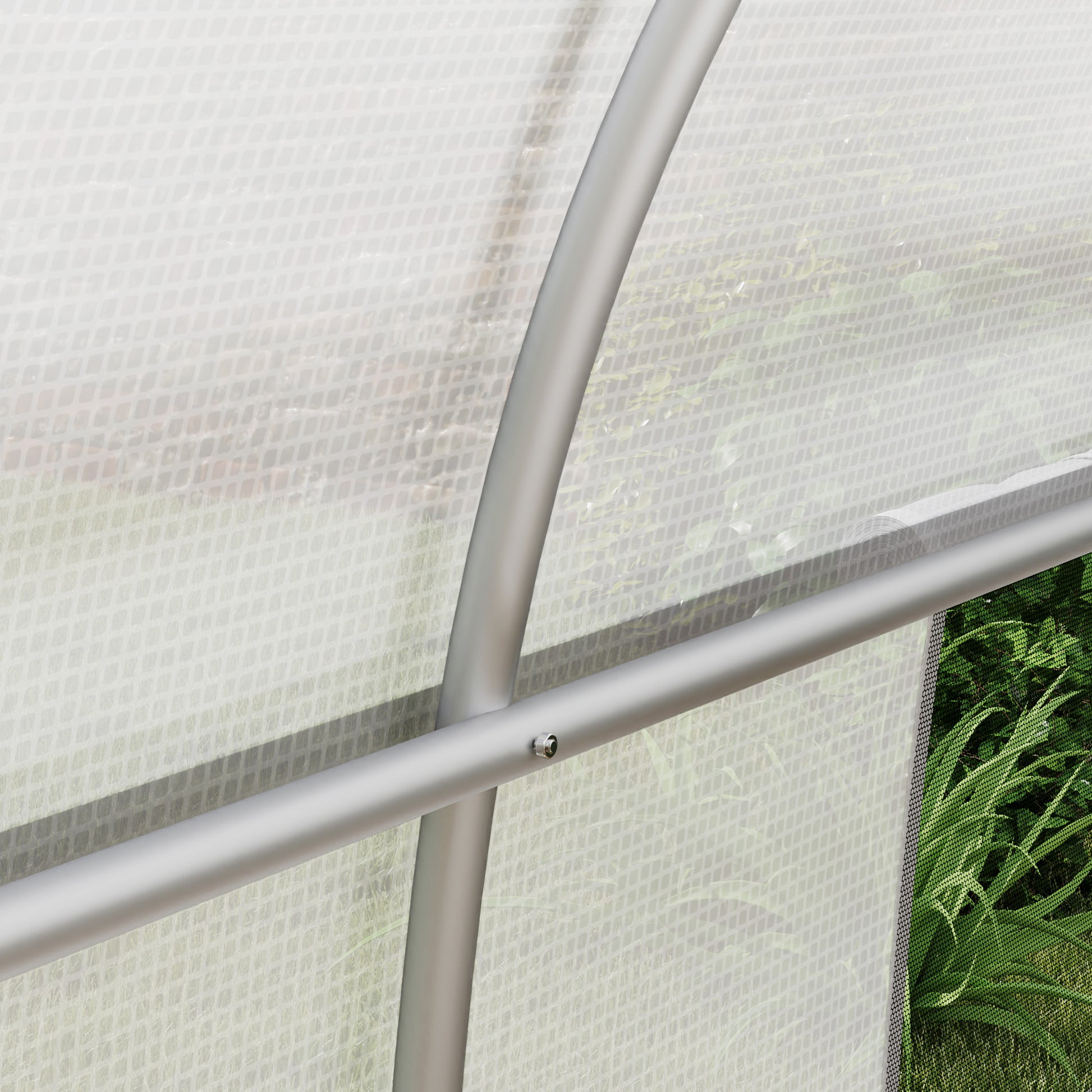 Tunnel Greenhouse 24 sqm with PE Cover Galvanized Steel Frame Ø 24 mm 12 Green Windows and Roller Door 8 x 3 x 2 m White