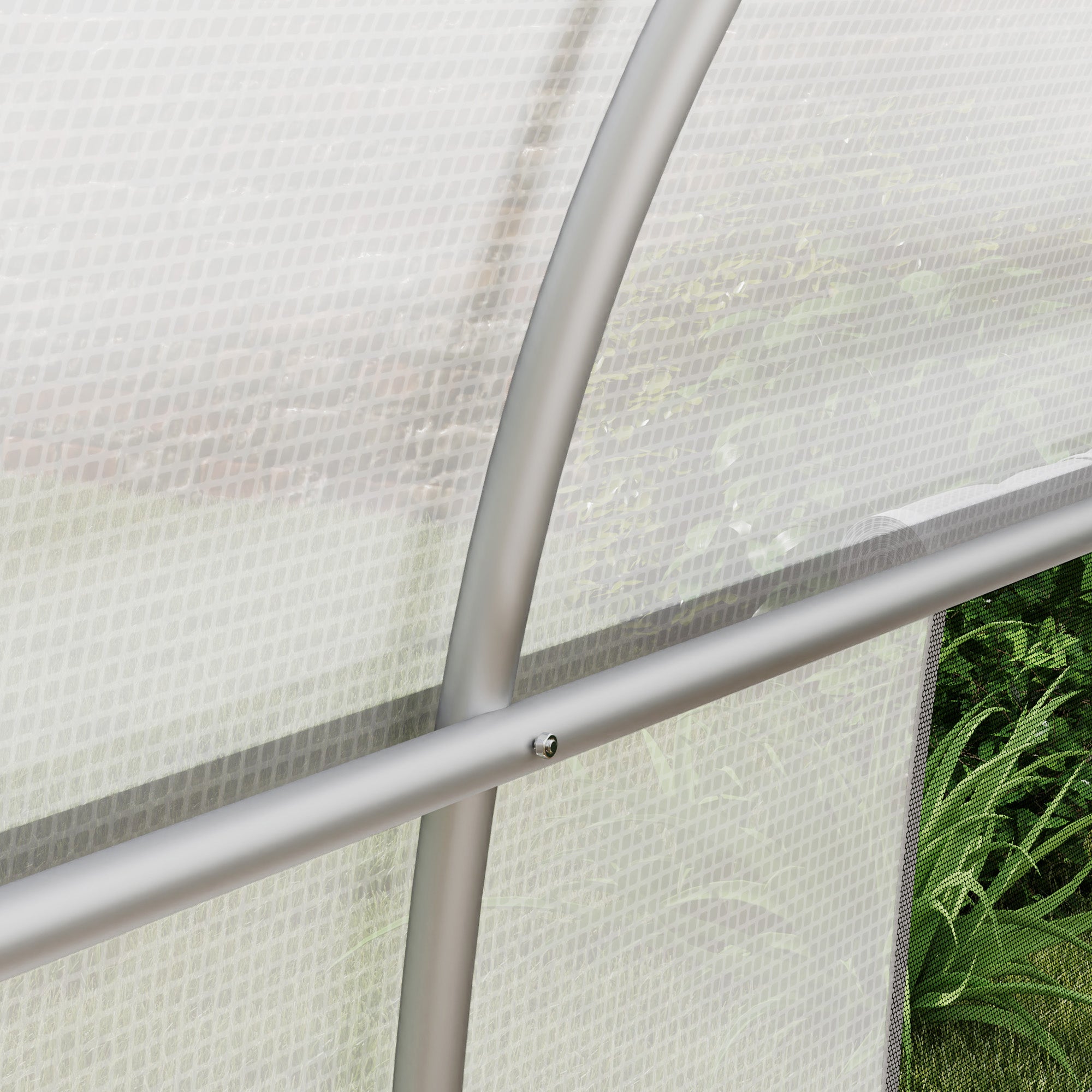 Tunnel Greenhouse 24 sqm with PE Cover Galvanized Steel Frame Ø 24 mm 12 Green Windows and Roller Door 8 x 3 x 2 m White