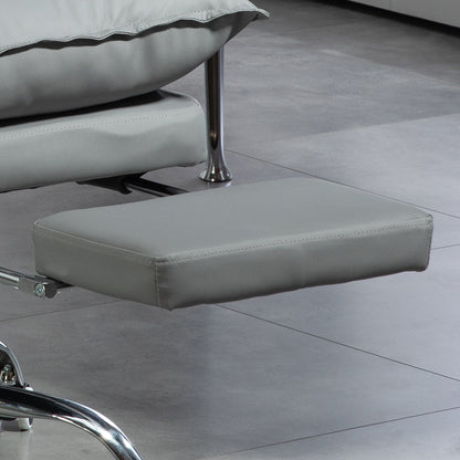 Office Chair, Ergonomic Desk Chair in Faux Leather with Wide Padded Seat, Reclining Backrest, Adjustable Height, Integrated Armrests and Footrest, 135 Kg Weight Capacity, Light Gray