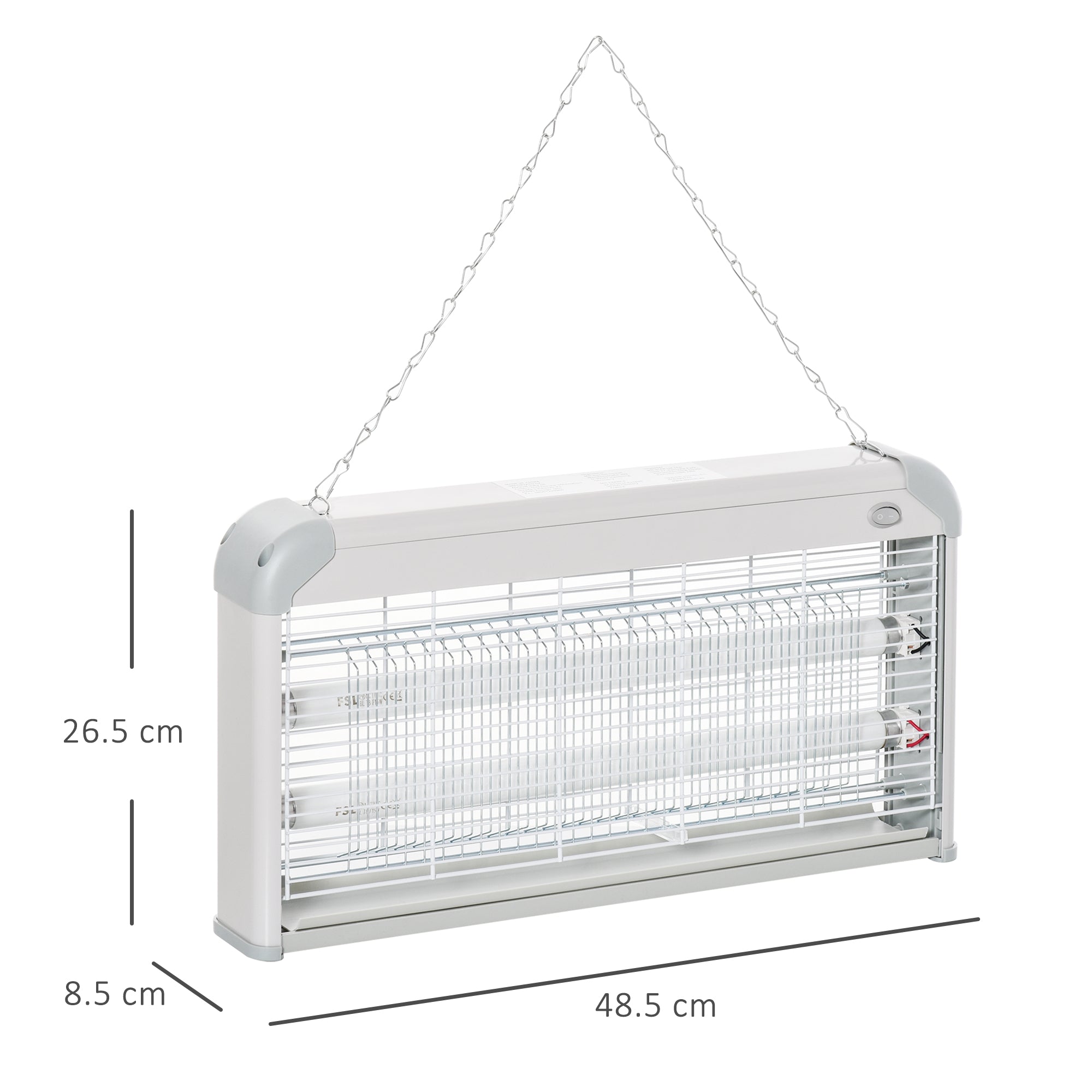 Electric Anti-Mosquito Lamp 30W Electric Fly Killer Indoor with UV Light Effect 60 m² for Garden Terrace Patio 48.5x8.5x26.5 cm Gray
