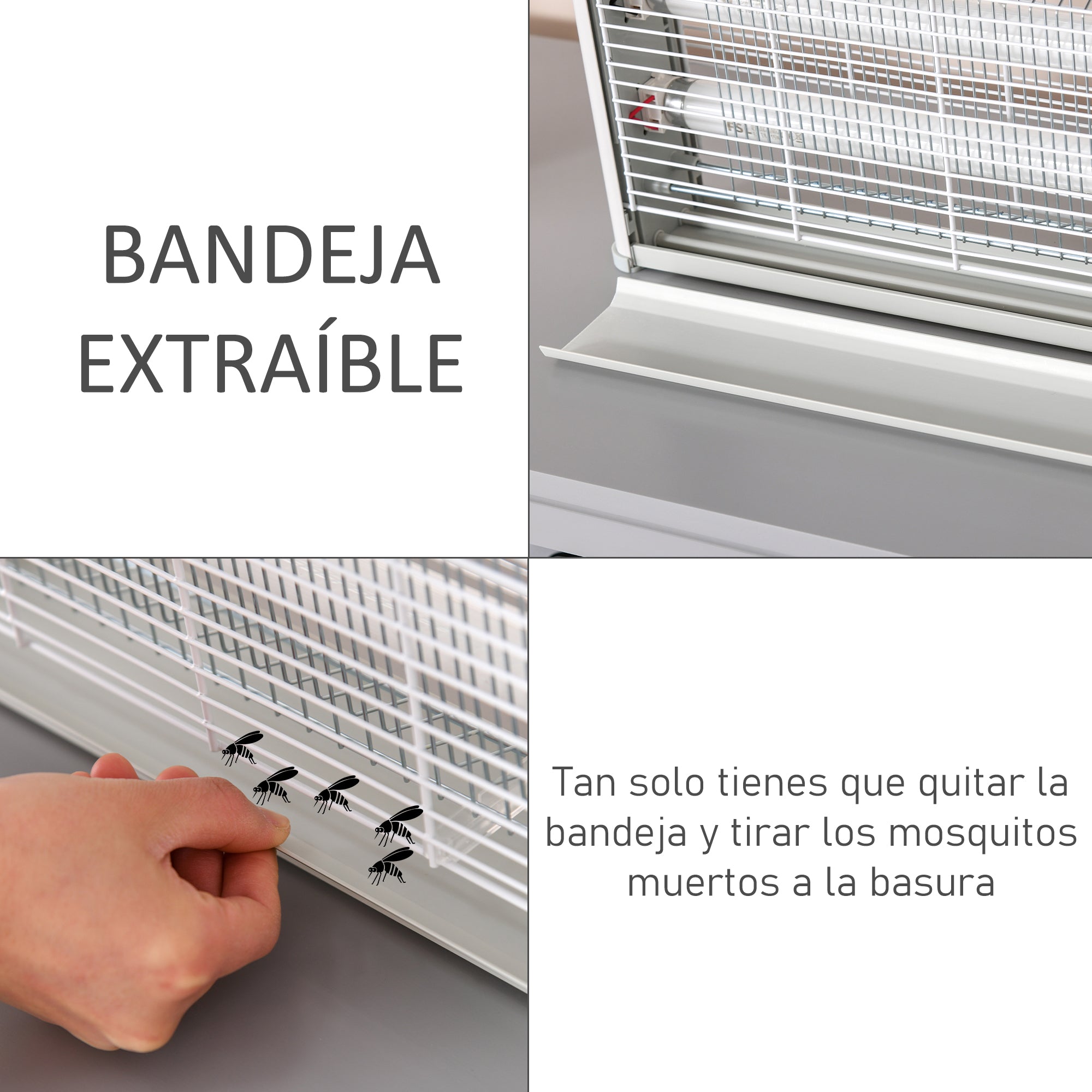 Electric Anti-Mosquito Lamp 30W Electric Fly Killer Indoor with UV Light Effect 60 m² for Garden Terrace Patio 48.5x8.5x26.5 cm Gray