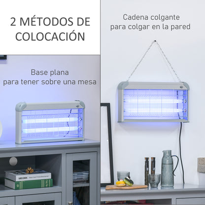 Electric Anti-Mosquito Lamp 30W Electric Fly Killer Indoor with UV Light Effect 60 m² for Garden Terrace Patio 48.5x8.5x26.5 cm Gray