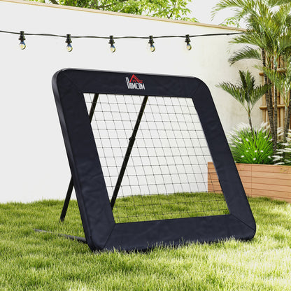 Soccer Rebounder, Rebound Wall with Edge Protection Pegs, Adjustable in 5 Steps, Portable Rebound, Soccer Goal for Teens, Rebound Wall for Handball Training 128x118x120cm, Black