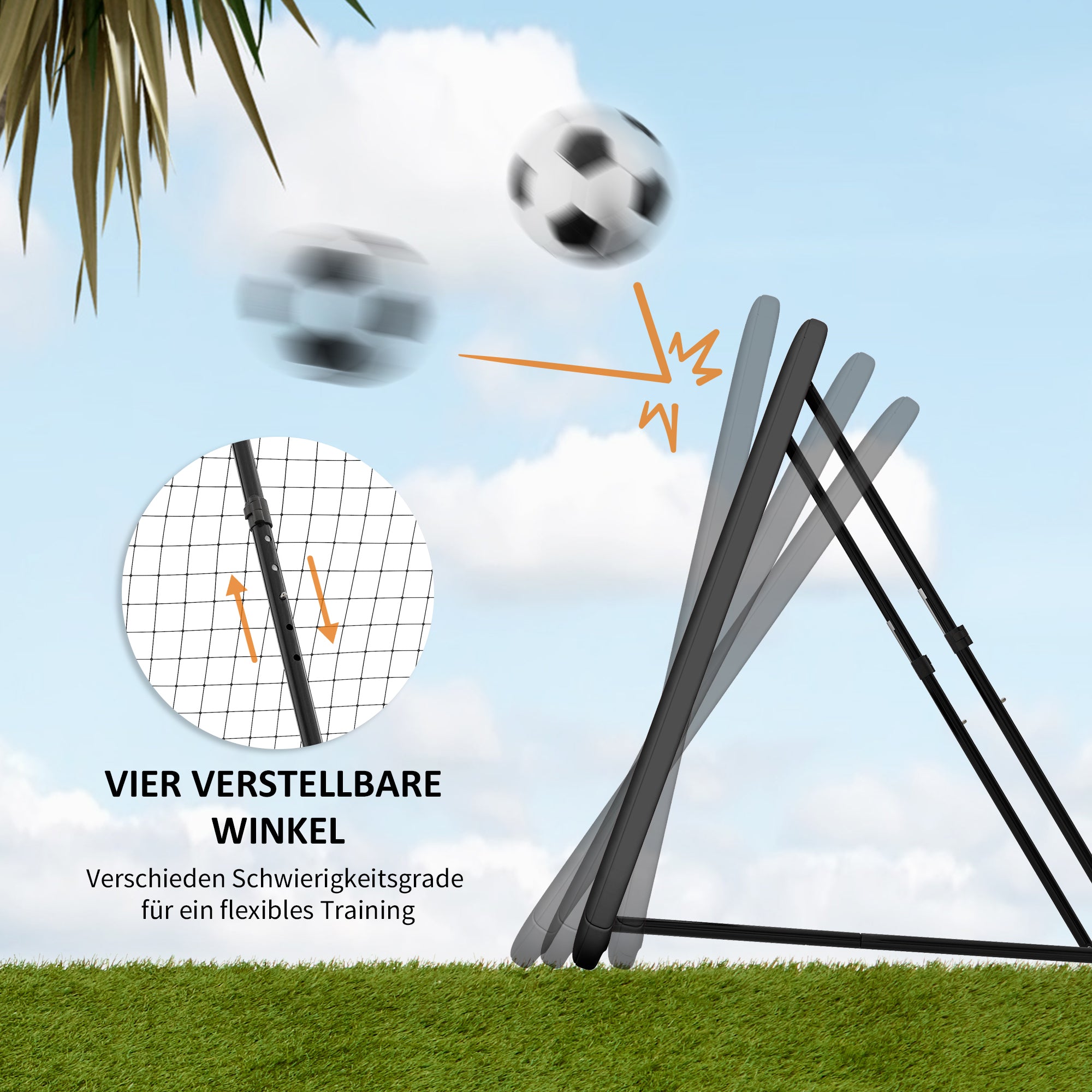 Soccer Rebounder, Rebound Wall with Edge Protection Pegs, Adjustable in 5 Steps, Portable Rebound, Soccer Goal for Teens, Rebound Wall for Handball Training 128x118x120cm, Black