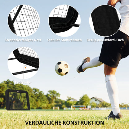 Soccer Rebounder, Rebound Wall with Edge Protection Pegs, Adjustable in 5 Steps, Portable Rebound, Soccer Goal for Teens, Rebound Wall for Handball Training 128x118x120cm, Black