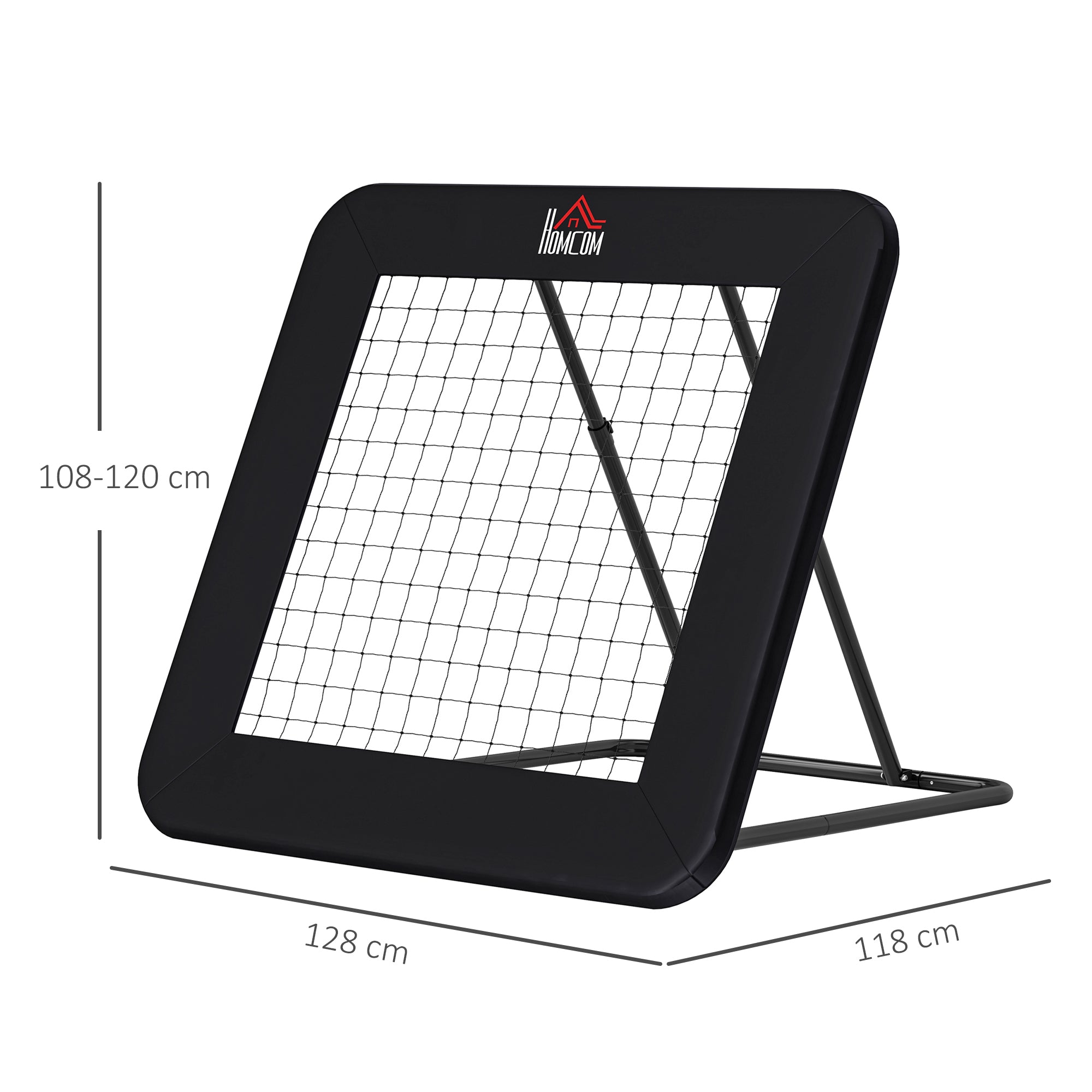 Soccer Rebounder, Rebound Wall with Edge Protection Pegs, Adjustable in 5 Steps, Portable Rebound, Soccer Goal for Teens, Rebound Wall for Handball Training 128x118x120cm, Black