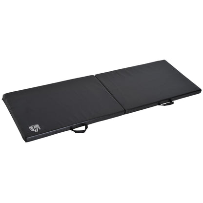 Gymnastics Yoga Pilates Fitness Foldable Portable Mat Comfortable 180L x 60W x 5H cm Black Synthetic Leather Coating