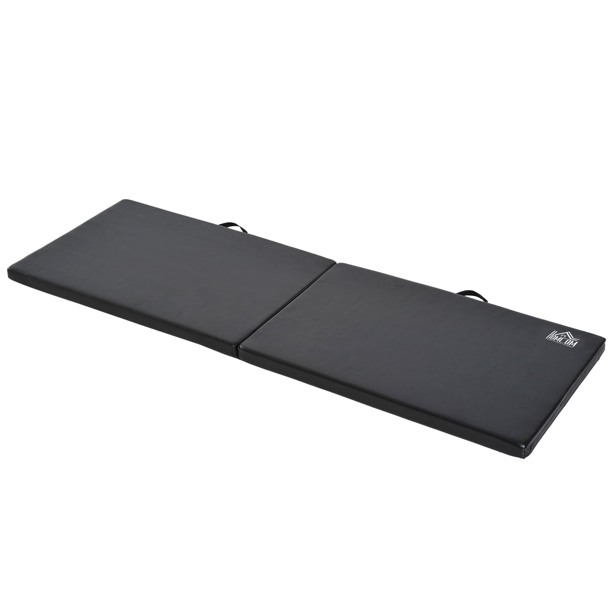 HOMCOM Gymnastik Yoga Pilates Fitness Faltbare Tragbare Matte Komfortabel 180L x 60B x 5H cm Schwarz Synthetik Leder Beschichtung