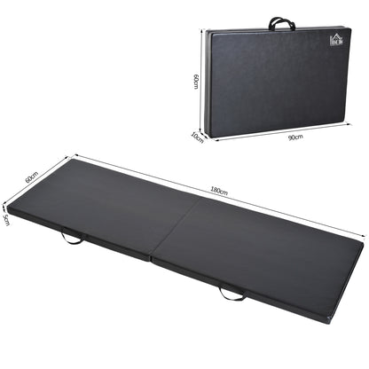Gymnastics Yoga Pilates Fitness Foldable Portable Mat Comfortable 180L x 60W x 5H cm Black Synthetic Leather Coating
