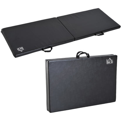 Gymnastics Yoga Pilates Fitness Foldable Portable Mat Comfortable 180L x 60W x 5H cm Black Synthetic Leather Coating