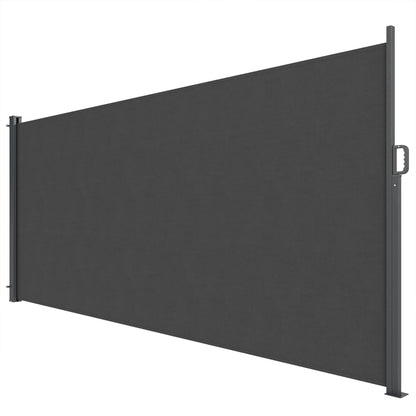 Retractable Opaque Side Awning — Privacy Screen, UPF 50+ Water-Resistant Windbreak, 420 x 185 cm (13'9" x 6'1") — Dark Gray