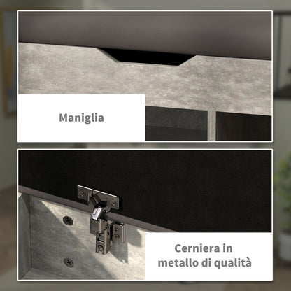 Padded Entryway Space-saving Shoe Rack, Entryway Furniture with Shoe Rack, with 3 Compartments, PU Leather Seat, for Living Room and Hallway, 80x30x43 cm, Black and Gray