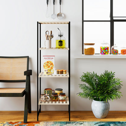 Bamboo & Steel 4-Tier Standing Shelf for Kitchen, Bathroom, Living Room & Hallway — 14.4 x 13 x 43.3 in, Natural