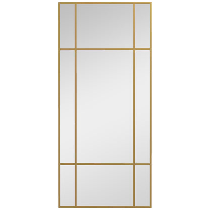 Wall Mirror 110 x 50 cm Decorative Mirror with Metal Frame, Rectangular Mirror for Bedroom, Bathroom Gold