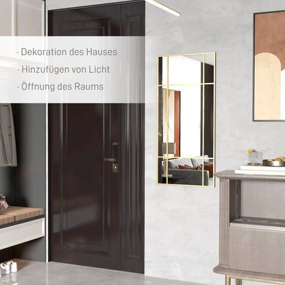 Wall Mirror 110 x 50 cm Decorative Mirror with Metal Frame, Rectangular Mirror for Bedroom, Bathroom Gold