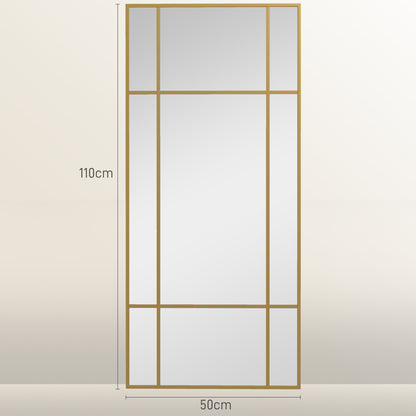 Wall Mirror 110 x 50 cm Decorative Mirror with Metal Frame, Rectangular Mirror for Bedroom, Bathroom Gold
