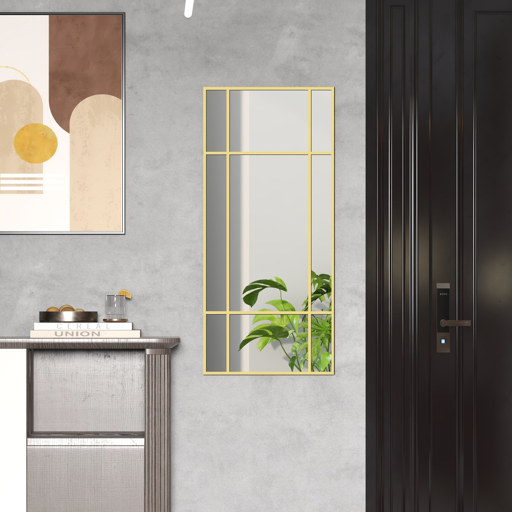 Wall Mirror 110 x 50 cm Decorative Mirror with Metal Frame, Rectangular Mirror for Bedroom, Bathroom Gold