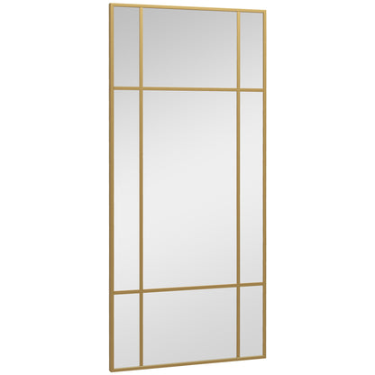 Wall Mirror 110 x 50 cm Decorative Mirror with Metal Frame, Rectangular Mirror for Bedroom, Bathroom Gold
