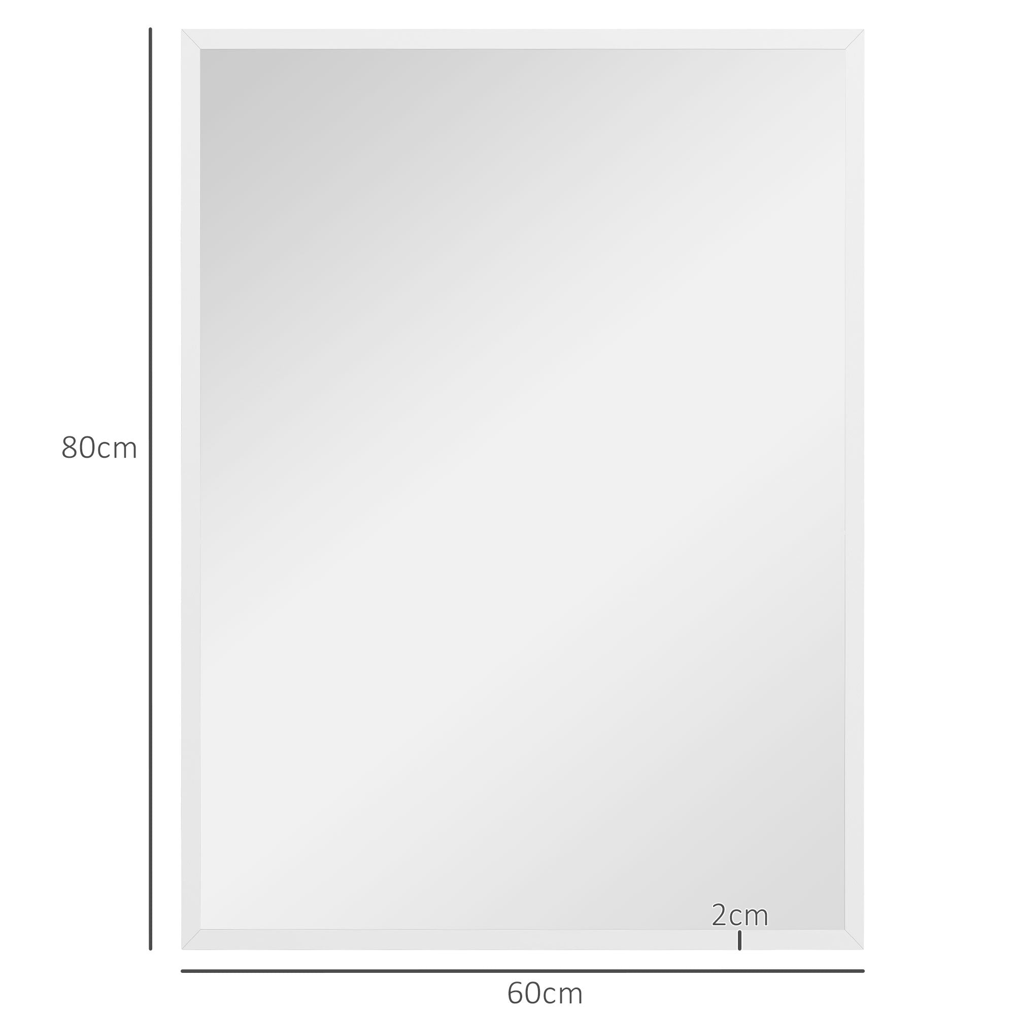 Rectangular Wall Mirror 60 x 80 cm, MDF Frame, ideal for bathroom, living room, or bedroom, white